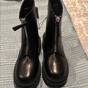 Arizona Jean Company Black Combat Moto Boots with Chunky Sole